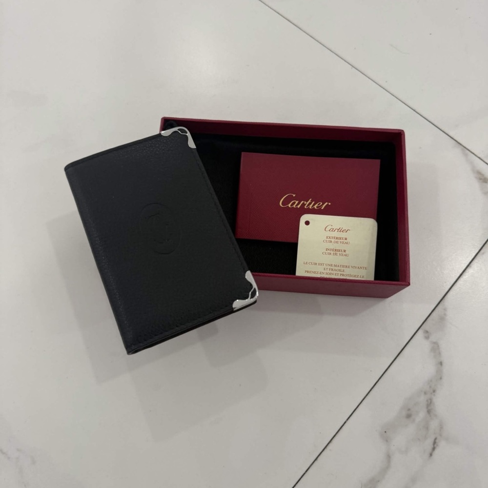Cartier Must De Cartier Black Leather Bifold Card Holder